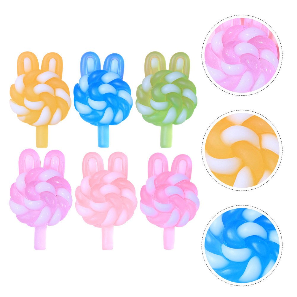 24Pcs 귀여운 만화 롤리팝 참 토끼 모양의 빛나는  - Resin Art Materials 리뷰 및 가격